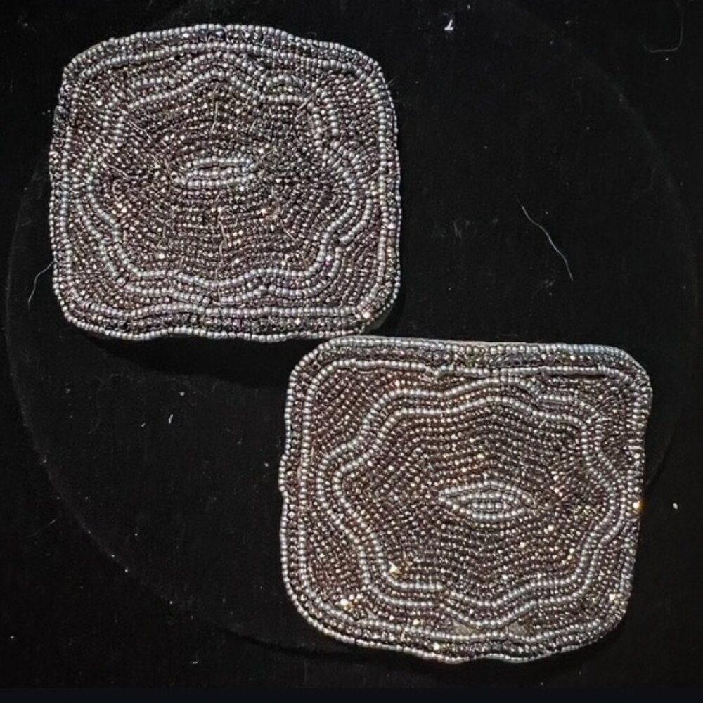 Vintage Silver Beaded Hair Clips